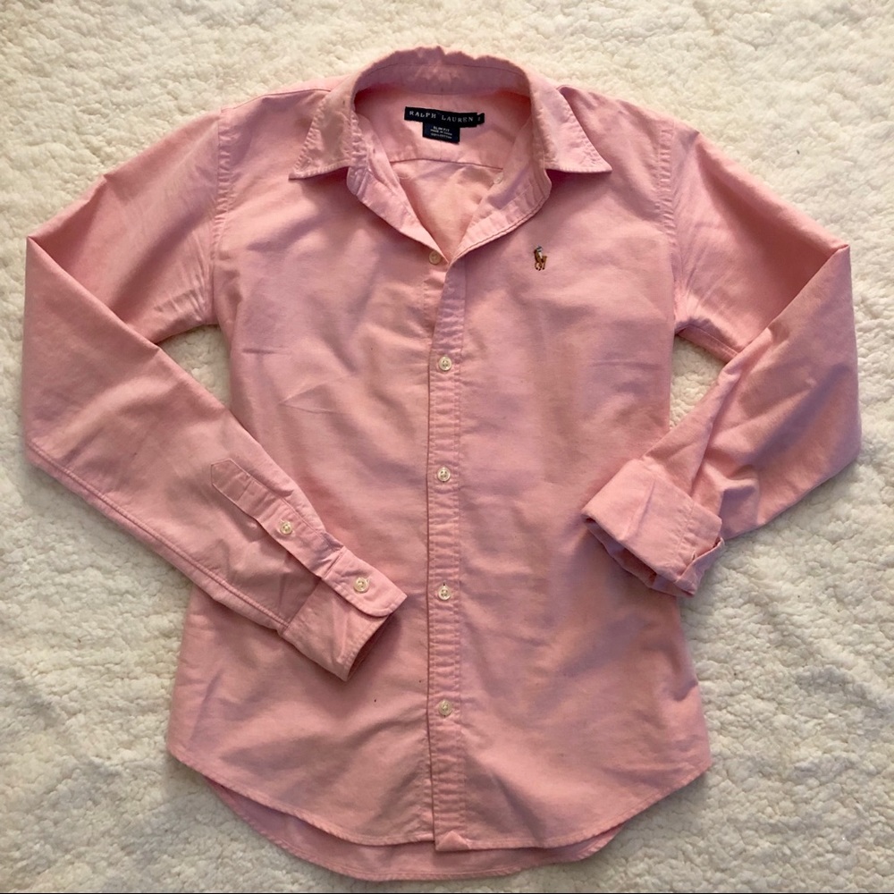 Pink Polo Long Sleeve shirt (XS)